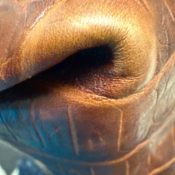 Vintage Y2K Furla Brown Croc-Embossed Genuine Leather Tote Bag - Picture 12 of 14